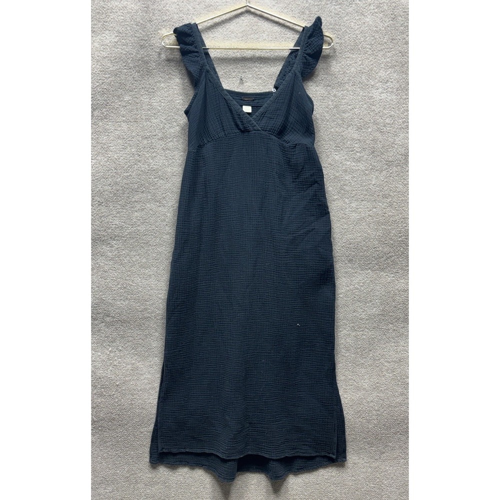 Magaschoni Charcoal Ruffle Gauze Maxi Summer Dress Sleeveless Organic Cotton XS